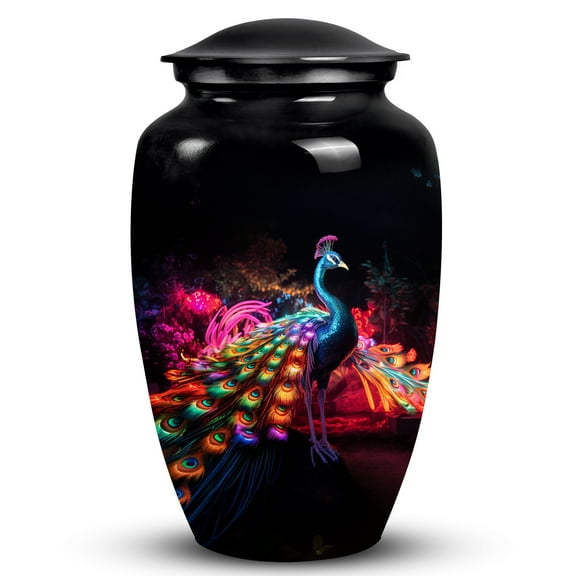 Large Urns For Human Ashes Adult - Burial Urns For Human Ashes Adult - Peacock Urn - Decorative Urns For Ashes - Metal Urn - Urns For Human Ashes Large Adult - Urns For Adult Female (Size -10")