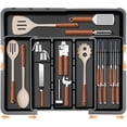 thumbnail image 1 of Large Utensil Drawer Organizer for Kitchen, Expandable Silverware Holder, Cutlery and Flatware Cooking Tray, Kitchen Organizers Storage with Removable Knife Block, Black, 1 of 4