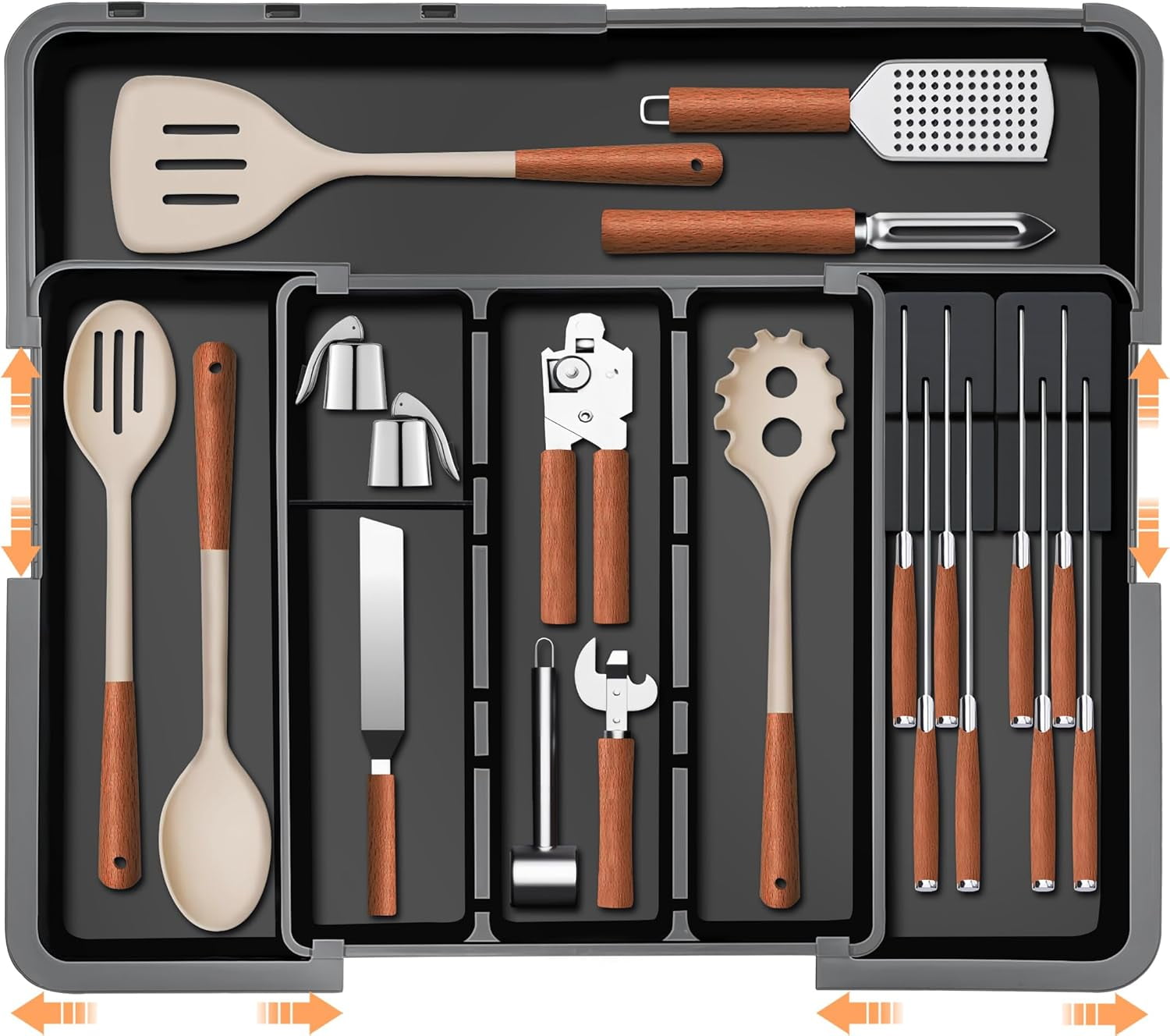 Large Utensil Drawer Organizer for Kitchen, Expandable Silverware ...