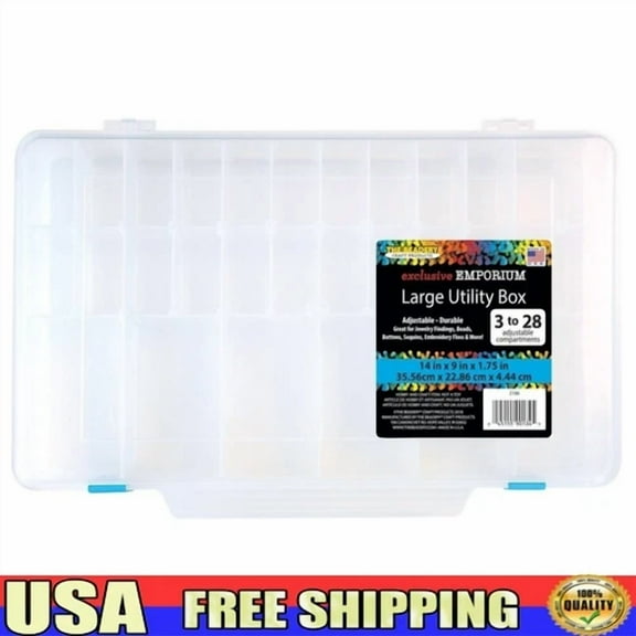 Large Utility Box W/ Adjustable Compartments Portable Craft Storage Organizer Us