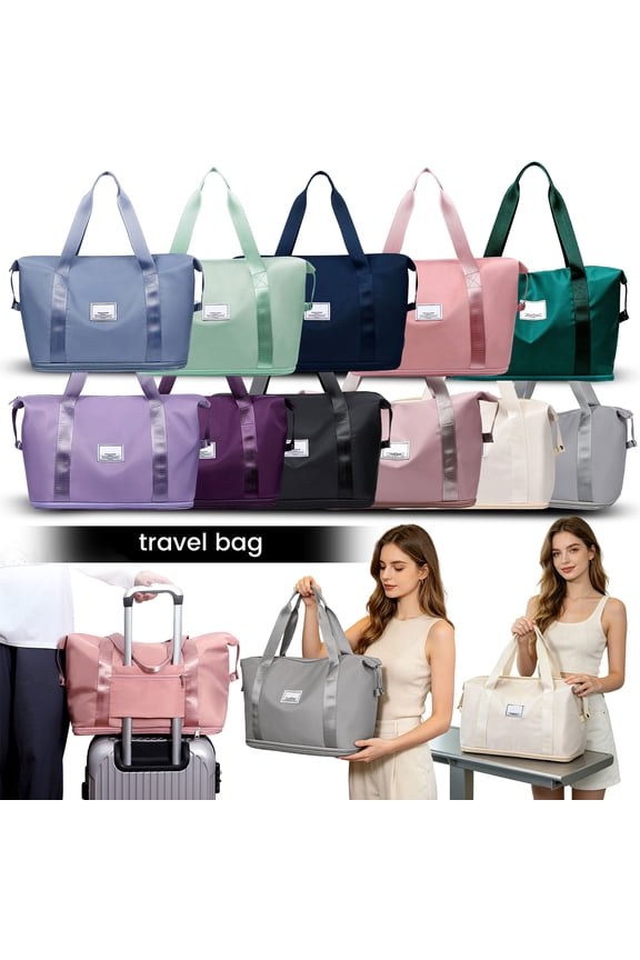 Large Utility Tote Bag Light Purple Travel Bag Waterproof Weekender Bag Carry on Overnight Bag Gym Duffle Tote for Weekend Getaway Vacation Daily Use 1 Pack