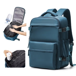 Large Vacuum Travel Backpack with Pump for Women,Airback Personal Item Carry on Backpacks Flight Approved 18x14x8 inches for Men,Laptop Waterproof Work Compression bags Casual Daypack,Peacock Blue