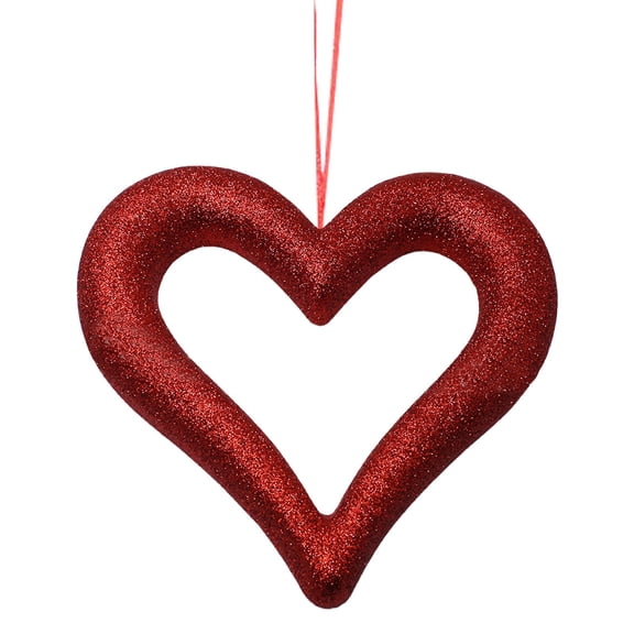 Large Valentine's Day Heart Ornaments for Tree,11.8 Inch Glitter Heart Ornaments Valentines Wreaths Foam Hang Valentines Decoration for Front Door Holiday Wedding Anniversary(Red)
