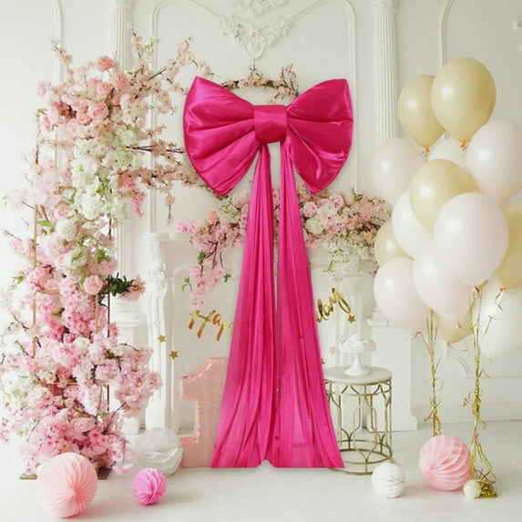 Large Valentine's Day Wedding Bow Decoration | 80x60x200cm Oversized Pink & Purple Nylon Bow for Indoor Outdoor Party Decor | 1 Piece