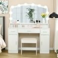 Grey Makeup Vanity Desk Large Mirror & Lights, 3 Drawers, 2