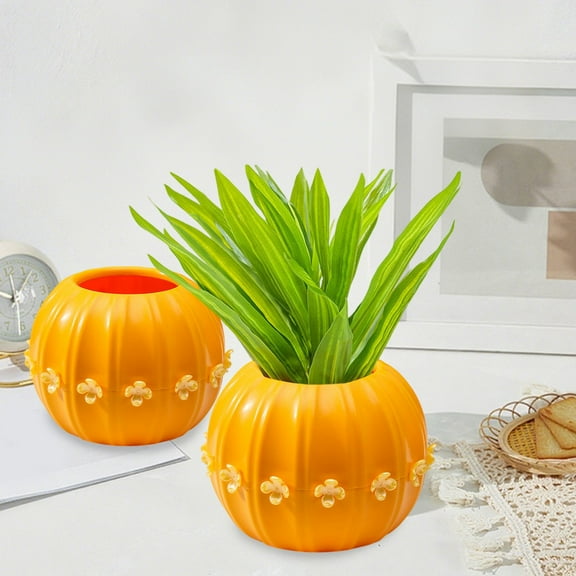 Large Vase Vases Home Decor Vases For Decor Originality Plastic Flower Pot Imitation Pumpkin Shape Decoration Vase Festive Dress Material Two Halves Splicing