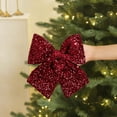 thumbnail image 1 of Large Velvet Bow – Christmas Tree Topper, Glitter Decor, Gold, 25×20CM, 1 of 6