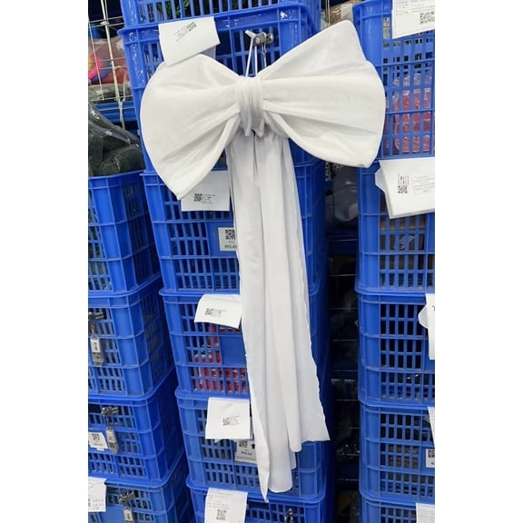 Large Velvet Christmas Bow 40x80cm, Extra Long Streamer Wreath Decor, Big Velvet Ribbon Bow for Xmas Tree Gift Wrapping,White