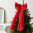 thumbnail image 1 of Large Velvet Christmas Bow Decoration - 75cm Oversized Holiday Tree Decor, Red High-Density Ribbon, Multi-Scene Use for Wedding & Party Decor, 1 of 6