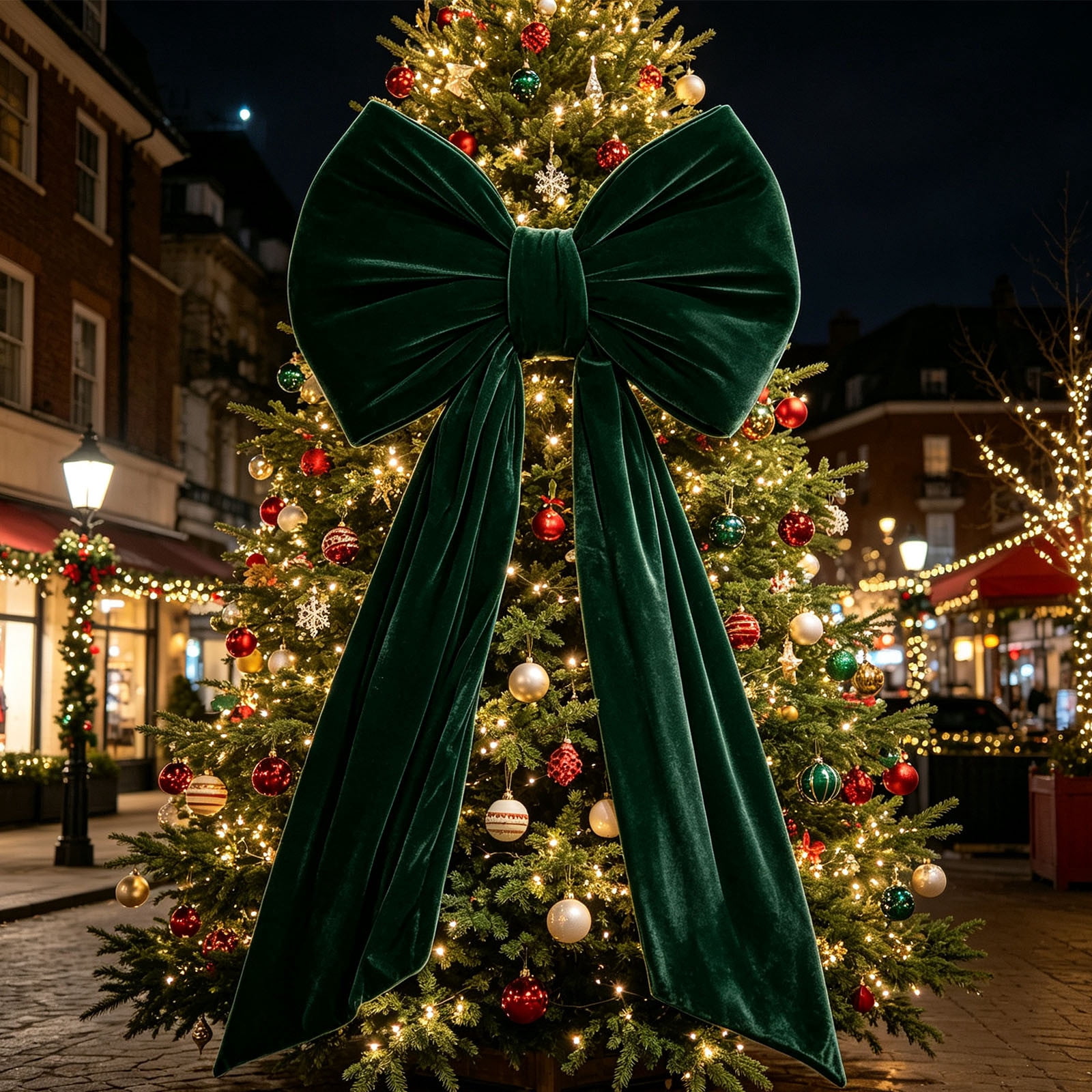 Large Velvet Christmas Bow with Long Streamers Giant Tree Topper Bow ...