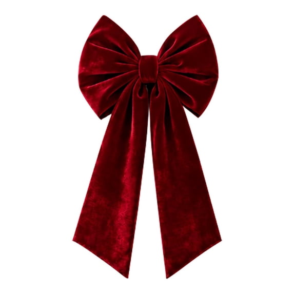 Large Velvet Christmas Bow with Long Streamers, Wreath Tree Decor for Holiday