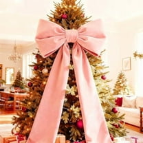 Large Velvet Christmas Bows (6 FT), Large Bows for Christmas Tree Topper, Wreaths, Mantle, Front Door, Porch & Wedding Decoration, Xmas Decor Indoor & Outdoor (Pink)