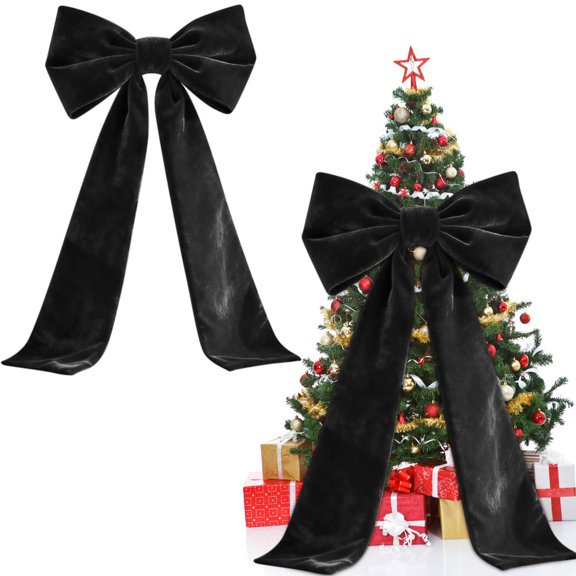 Large Velvet Christmas Bows (6 Ft) — Large Bows For Christmas Tree Topper Wreaths Mantle Front Door Porch & Wedding Decoration — Xmas Decor Indoor & Outdoor,Boho Wall Hanging