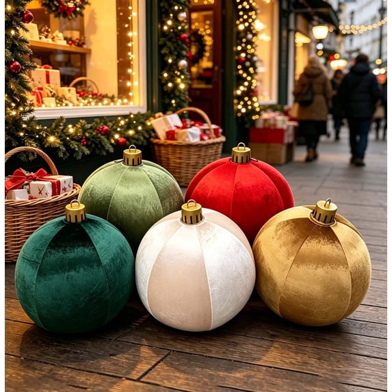 Large Velvet Christmas Ornament Balls 60cm Xmas Decor Balls 5 Color For Storefront Window Outdoor Holiday Decor