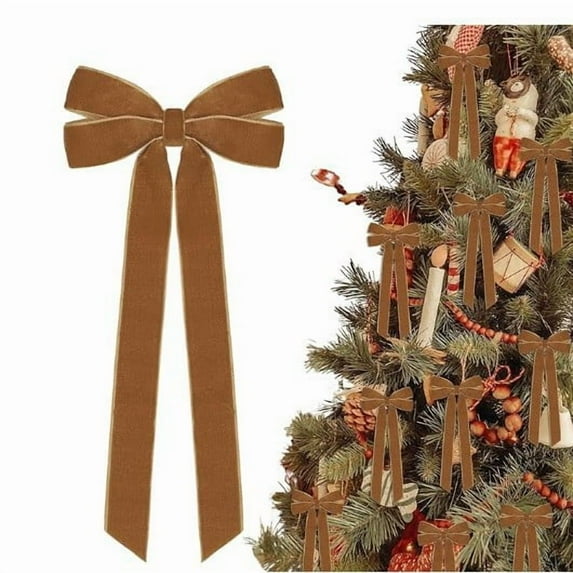 Large Velvet Christmas Tree Bows, Decorative Holiday Bows with Long Tails for Indoor Outdoor Xmas Decorations, Wreaths, Gifts, and Parties