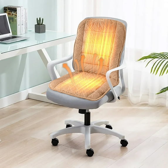 Large Velvet Heating Chair Pad Hip-Back Integrated Seat Cushion Long Warm Seat Cushions Portable Heating Warm Chair Pad for Office Apartment Sofa Bedroom