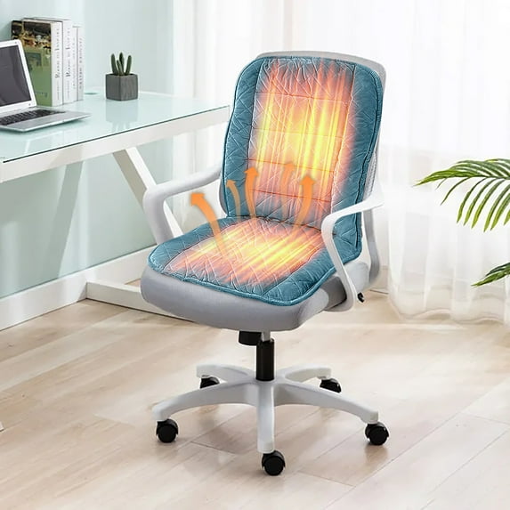 Large Velvet Heating Chair Pad Hip-Back Integrated Seat Cushion Long Warm Seat Cushions Portable Heating Warm Chair Pad for Office Apartment Sofa Bedroom