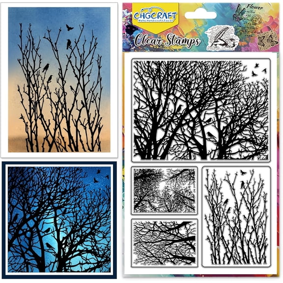 Large Version of Twigs Clear Stamps Embossing Silicone Stamp Birds Seal for DIY Scrapbooking and Card Making Paper Craft Decor 6.3  4.3 Inch