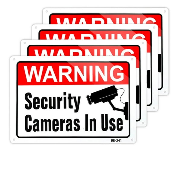 Large Video Surveillance Sign,No Trespassing Sign Private Property,10x14 Inch Rust Free Thick 30-mil Aluminum,Fade Resistant,Indoor or Outdoor Use for Home Business CCTV Security Camera (4 Pack)