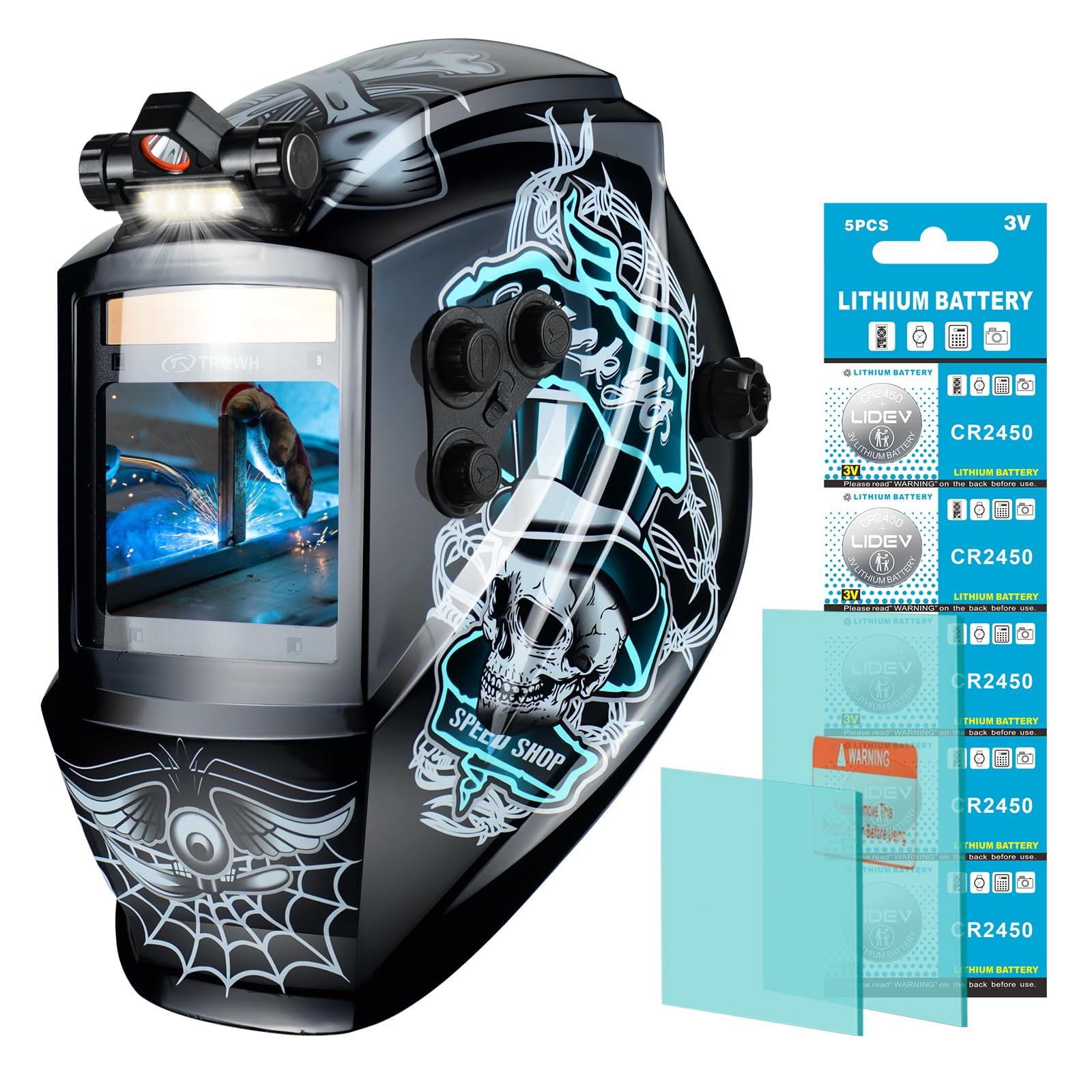 Large Viewing Welding Helmet Auto Darkening True Color Solar Powered Welding Hood with 4 Arc Sensor Adjustable Wide Shade Range 4~5-8/9-13 Welder Mask for TIG MIG ARC Weld Plasma Cut Grinding