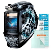 Large Viewing Welding Helmet Auto Darkening True Color Solar Powered Welding Hood with 4 Arc Sensor Adjustable Wide Shade Range 45-8/9-13 Welder Mask for TIG MIG ARC Weld Plasma Cut Grinding