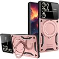 thumbnail image 1 of Large Viewport Design Case for Samsung Galaxy S24 Ultra (Not S24) with Ring Kickstand, Full Camera Lens Protector Large Window Shockproof  Case for Samsung Galaxy S24 Ultra YD-Rose Gold, 1 of 9