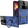 thumbnail image 1 of Large Viewport Design Case for Samsung Galaxy S24 Ultra (Not S24) with Ring Kickstand, Full Camera Lens Protector Large Window Shockproof  Cover Case for Samsung Galaxy S24 Ultra YD-Blue, 1 of 8