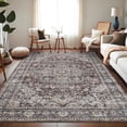 thumbnail image 1 of Large Vintage 9x12 Area Rug Ultra-Soft Distressed Dining Room Non-Shedding Flower Printed Washable Easy Clean Floor Mats Red, 1 of 8