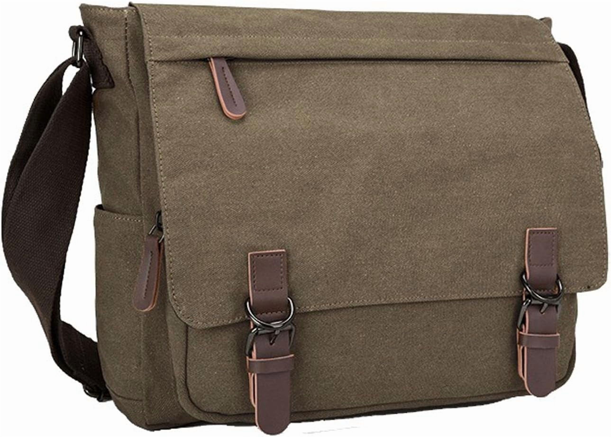 Large Vintage Canvas Messenger Shoulder Bag Travel Crossbody Purse Briefcase Business Bag for 15inch Laptop