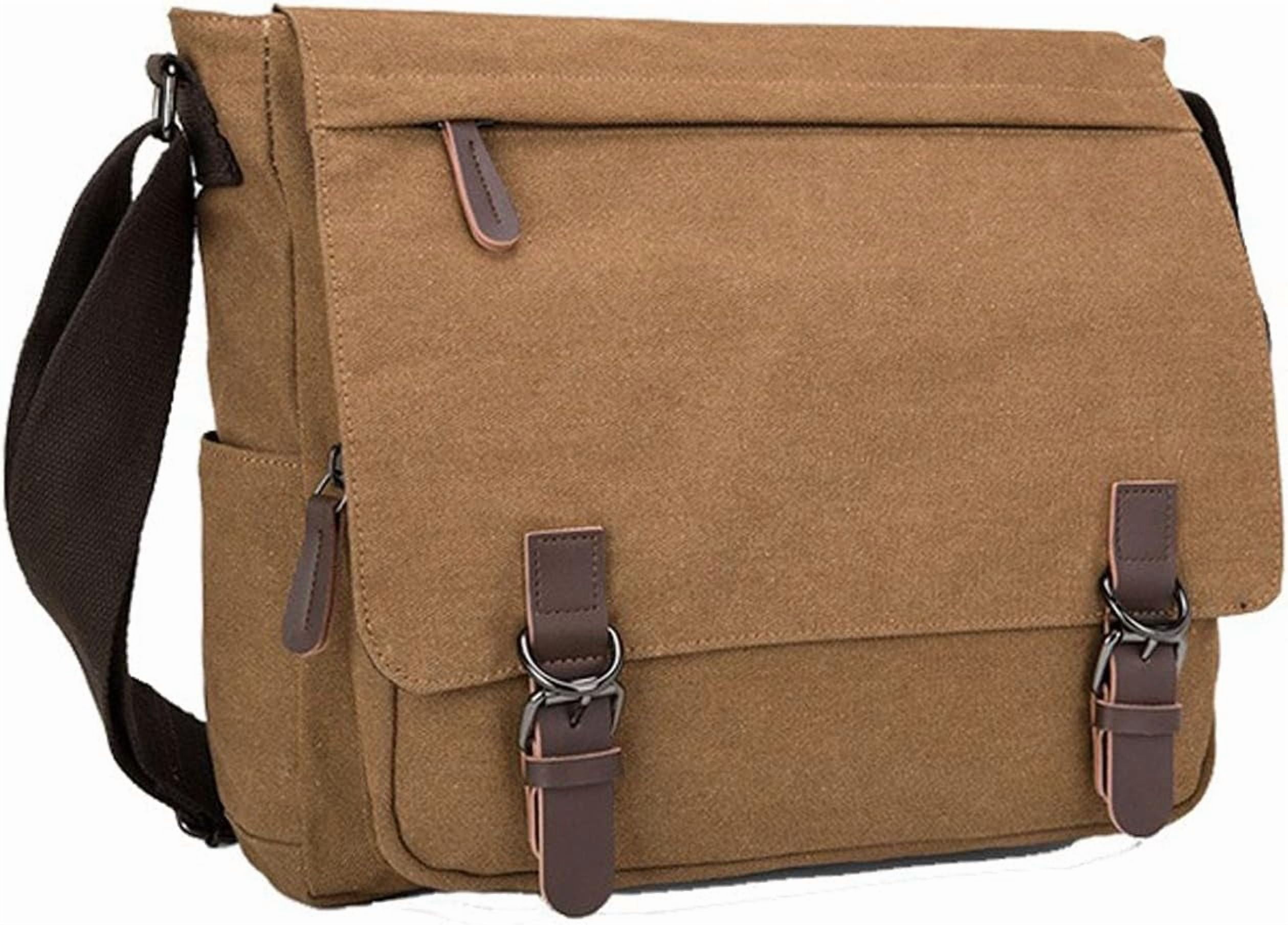 Large Vintage Canvas Messenger Shoulder Bag Travel Crossbody Purse Briefcase Business Bag for 15inch Laptop