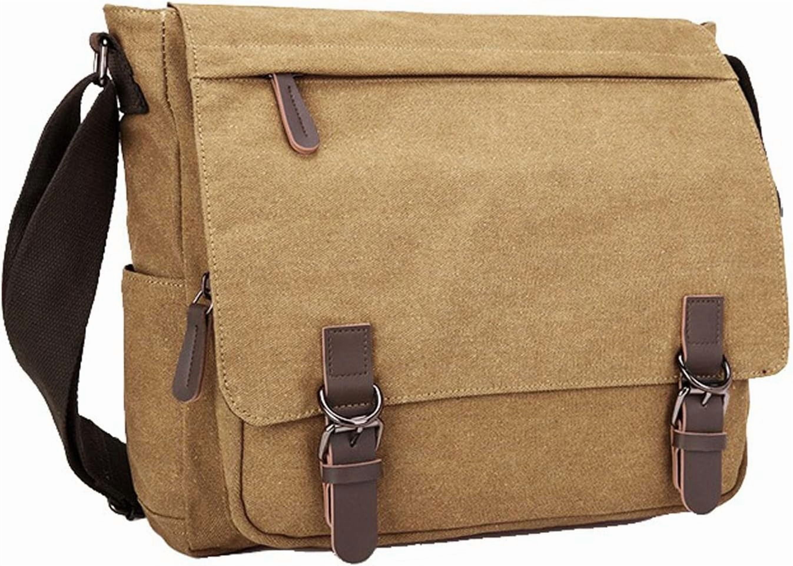 Large Vintage Canvas Messenger Shoulder Bag Travel Crossbody Purse Briefcase Business Bag for 15inch Laptop