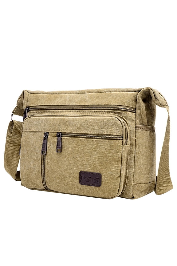 Large Vintage Canvas Messenger Shoulder Bag for men Multipocket Travel Crossbody Purse Briefcase Business Bag