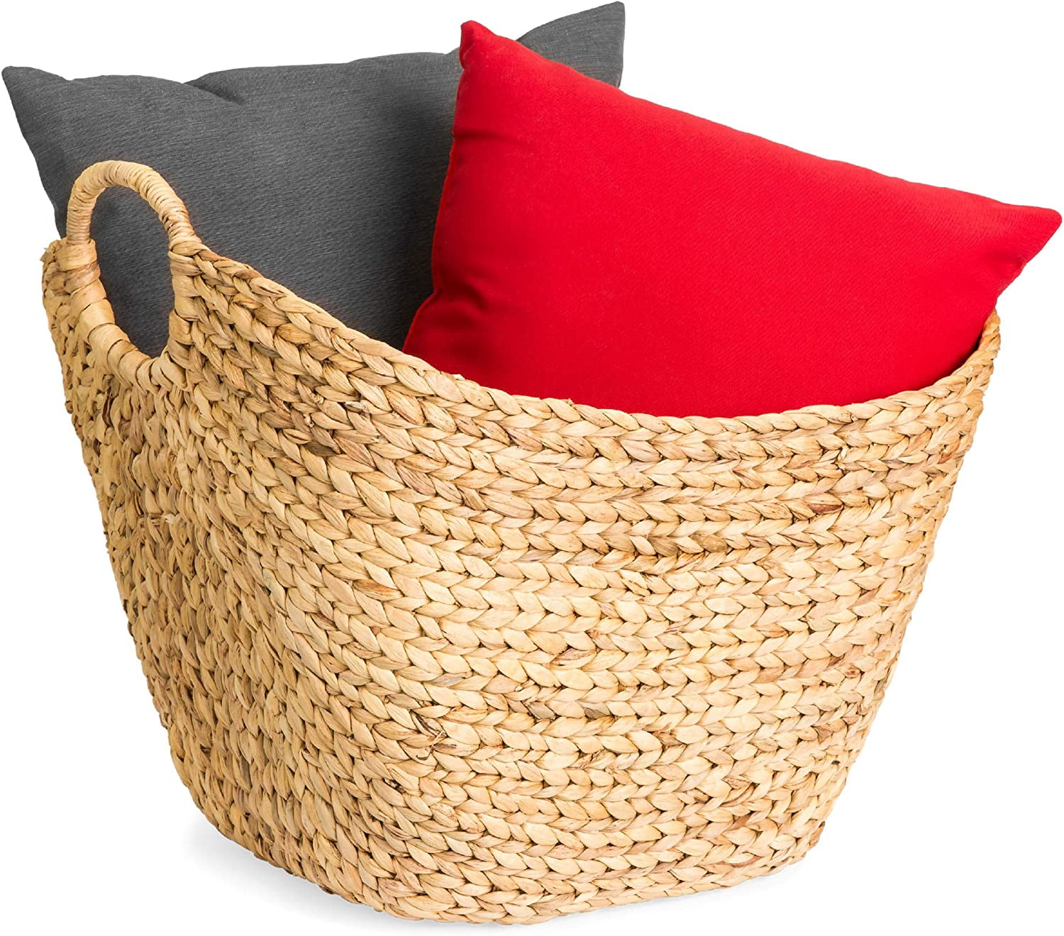 Natural Handwoven Wicker Hyacinth Storage Basket with Handles