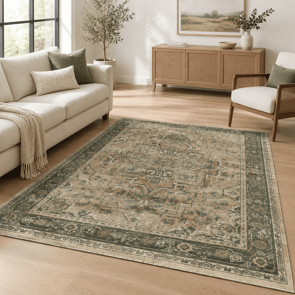 Big Rug Designs Large Vintarea Rugs 9x12 For Living Room Distressed Medallion Printed ...