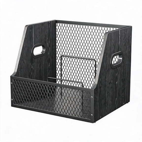 Large Vinyl Record Storage Box with Dividers, Stackable LP Organizer Crate