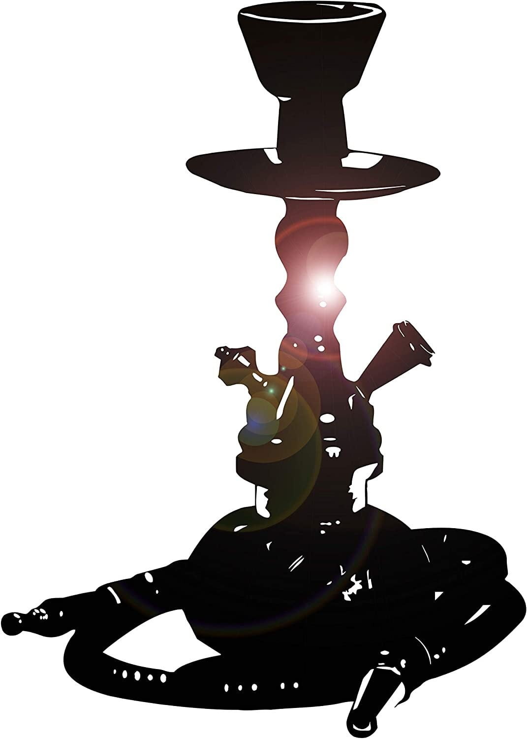 Large Vinyl Wall Decal Hookah Smoke Shisha Relax Tobacco Waterpipe Stickers (S 11 in X 16 in, Black)