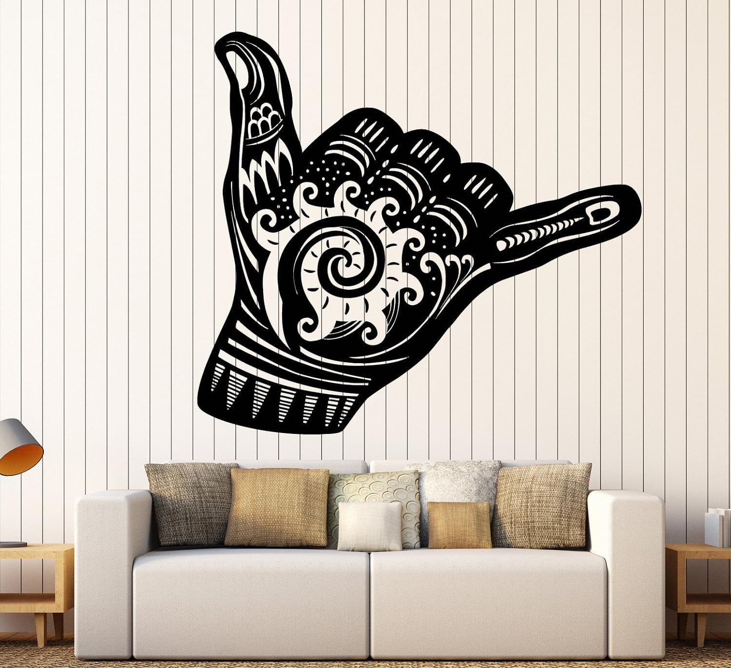 Large Vinyl Wall Decal Shaka Sign Hang Loose Surfing Stickers Mural ...