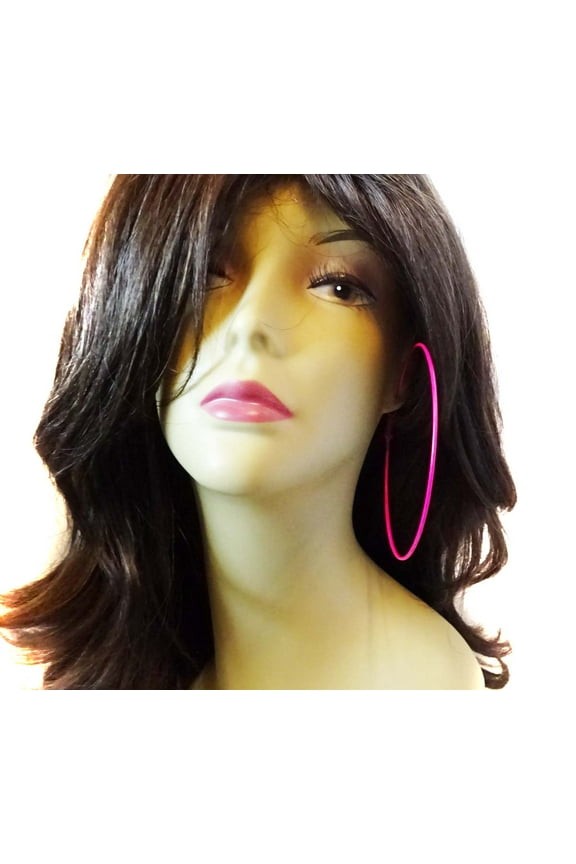 Large Violet Pink Hoop Earrings Classic Thin Hoop Earrings 4 inch Hoops