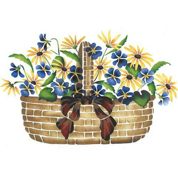 Large Violet and Daisy Basket Wall Stencil SKU #2129 by Designer Stencils