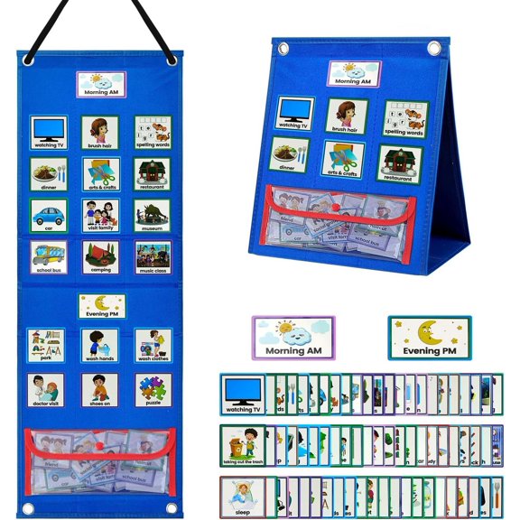 Large Visual Schedule for Chore Chart, Morning Bedtime Routine Chart for , Daily Schedule Board Communication Cards Learning Materials for School Planner