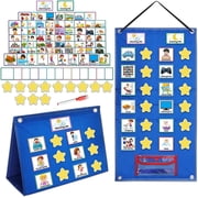 Boczif Large Visual Schedule for Kids Autism 3 In 1 Morning Routine Chore Chart Toddler Daily Calendar for Kids 1 Pocket Wall Chart with 97 Cards, Rewards
