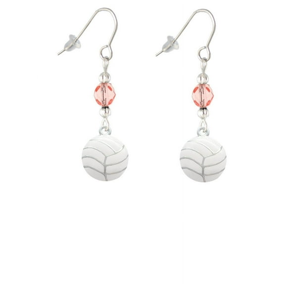 Large Volleyball Pink Bead French Earrings