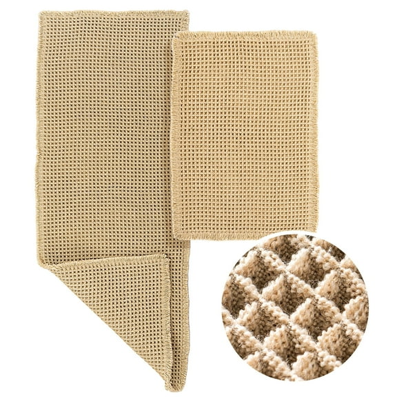 Furicher Waffle Bath Mat Set with Non-Slip Backing, 2 Count(20"×47" and 16"×24")