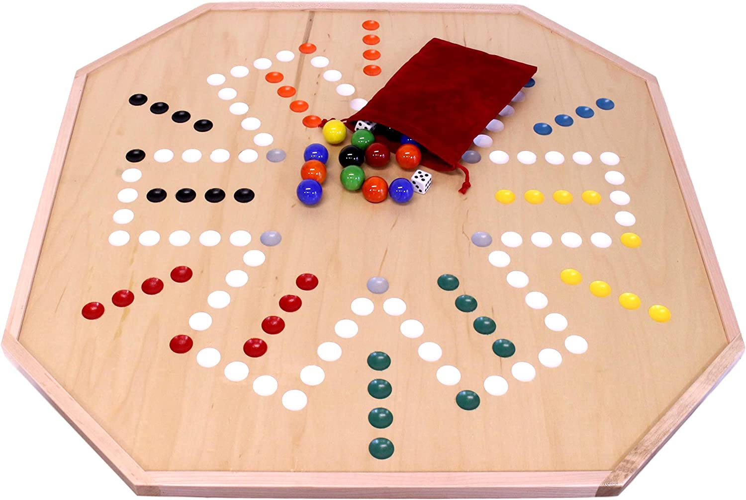 Large Wahoo Marble Game Board Set 25" Wide Maple Wood Double
