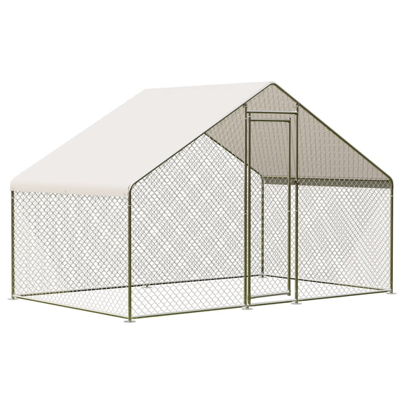 Large Walk-In Metal Chicken Coop – Waterproof & UV-Resistant Canopy, Heavy Duty Poultry Cage for Backyard Farm – Chickens Ducks Rabbits