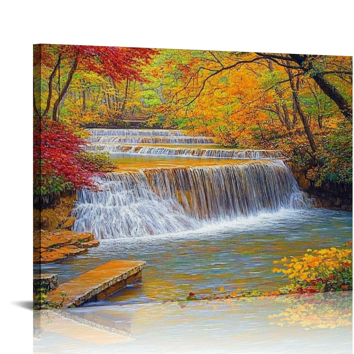 Large Wall Art Canvas Prints Waterfall In Deep Rain Forest Jungle ...