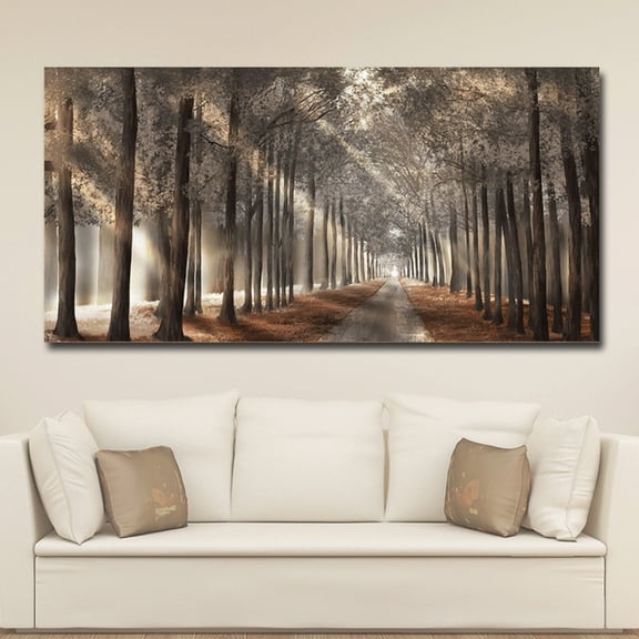 Large Wall Art Fall Forest Scenery Canvas Sun Shining Through Leaves Pictures for Home Office Wall Decor 31.4x15.7