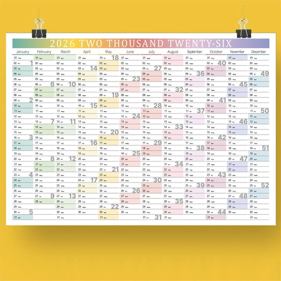 Large Wall Calendar 2026 - Academic Year Planner, Thick Paper No-bleed, with Color-coding Stickers, Home Office Organization