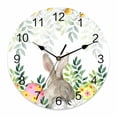 thumbnail image 1 of Large Wall Clock 12 Inch Easter Rabbits Round&nbsp;Silent Decorative Wall Clocks Battery Operated for Living Room Bedroom Kitchen Classroom Decor, Spring Rustic Daisy Floral Leaves White, 1 of 7