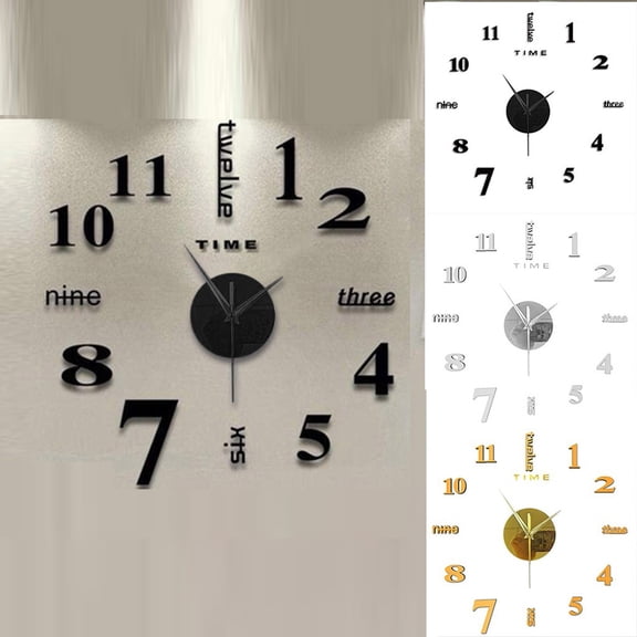 Large Wall Clock, 20X20 In, Silver, Time Marking, Diy Assembly, Modern Wall Decor